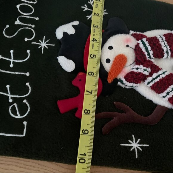 Christmas Stocking 3D Snowman Green Let It Snow Embroidery Cardinals Huge 27 in - Picture 8 of 8